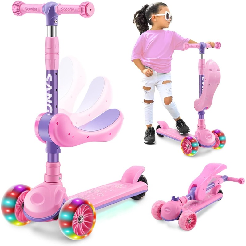 Kids Outdoor Entertainment - 2-in-1 어린이 킥 스쿠터 LED 조명