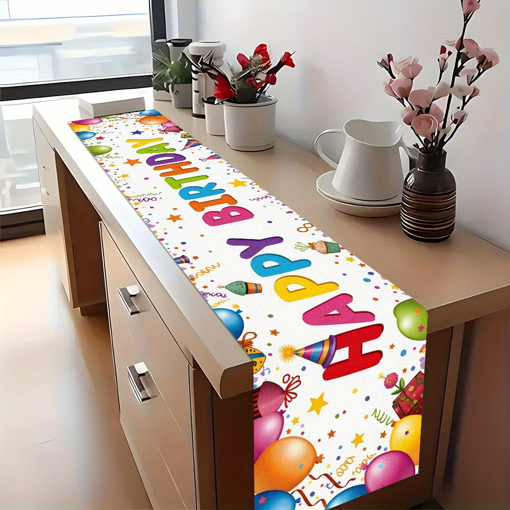 Kids Outdoor Dining Table - 생일 축하 포스터 테이블 러너 -