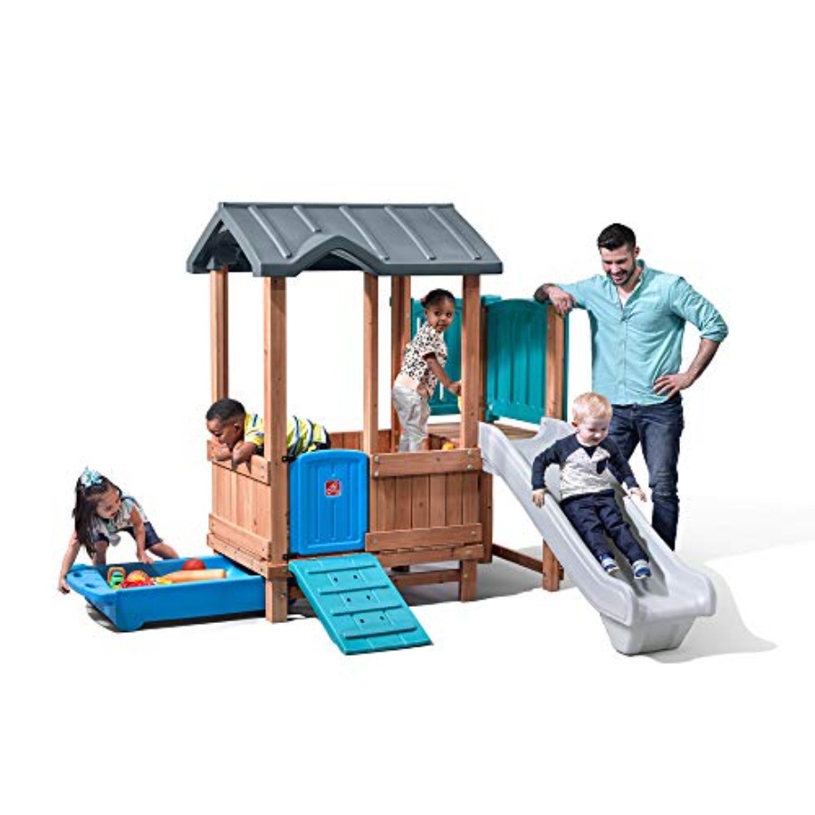 Kids Outdoor Swing And Slide - 우드랜드 어드벤처 플레이하우스 & 슬라이드, 어린이