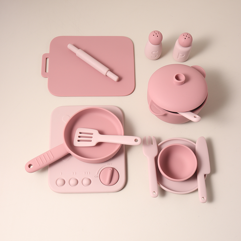 Kids Outdoor Kitchen - 13종 실리콘 요리 놀이 세트 장난감,