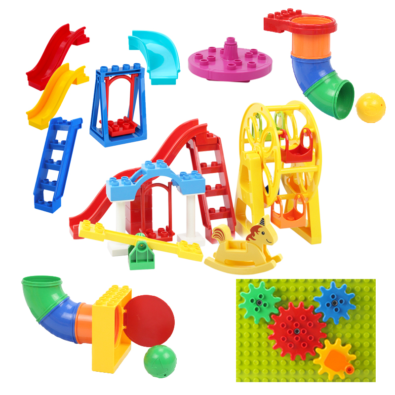 Kids Outdoor Swing And Slide - 큰 빌딩 블록 놀이터 파이프 라인