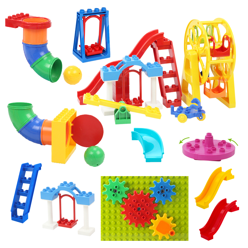 Kids Outdoor Swing And Slide - 큰 빌딩 블록 놀이터 파이프 라인