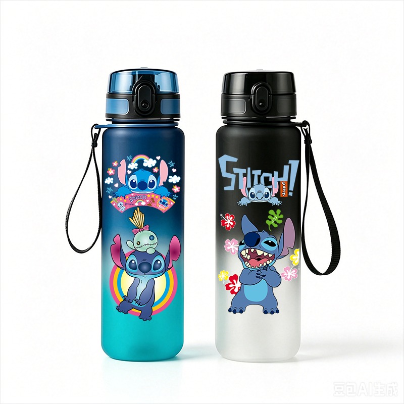 Kids Outdoor Kitchen - 스티치 애니메이션 물병 650ml 누수 방지