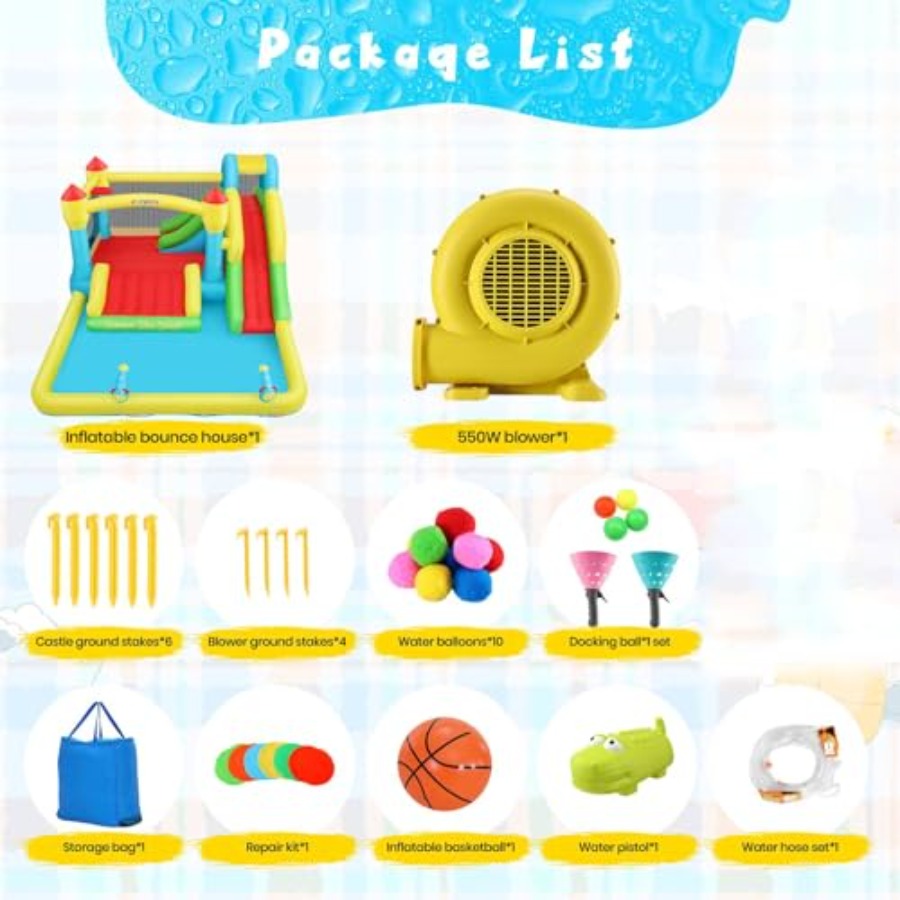 야외/실내용 어린이용 에어바운스 워터 슬라이드(3-12 - Kids Outdoor Ball 리뷰 및 가격