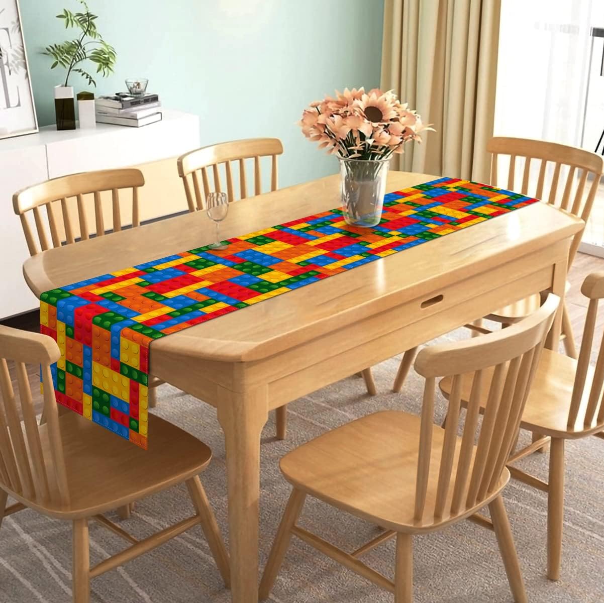 빌딩 블록 테이블 러너 - 1개 어린이용 다채로운 생일 - Kids Outdoor Dining Table 리뷰 및 가격