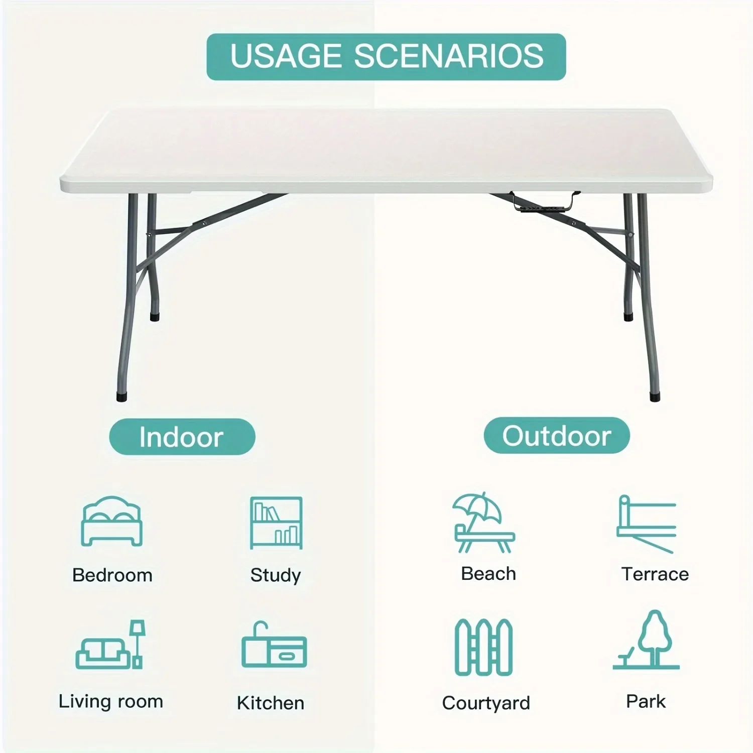 6피트(1.8m) 넓은 플라스틱 접이식 테이블, 견고한 - Kids Outdoor Dining Table 리뷰 및 가격