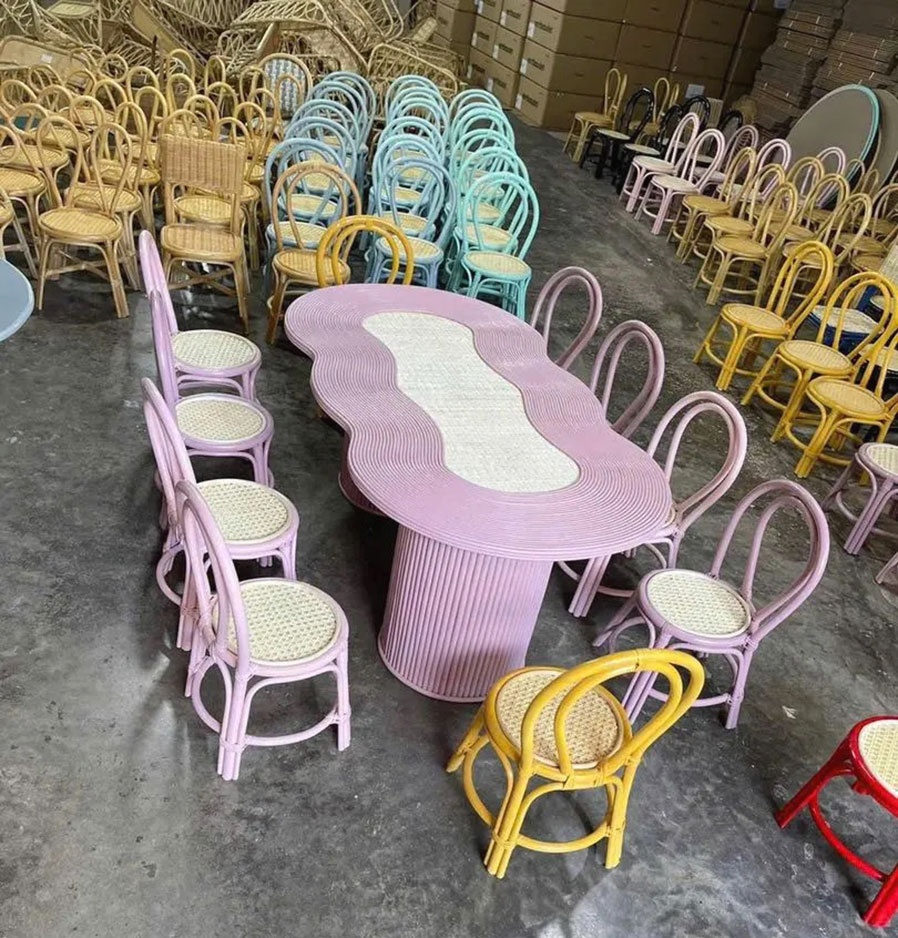 io-파스텔 블루 웨이비 라탄 다이닝 테이블 롱 야외  - Kids Outdoor Dining Table 리뷰 및 가격