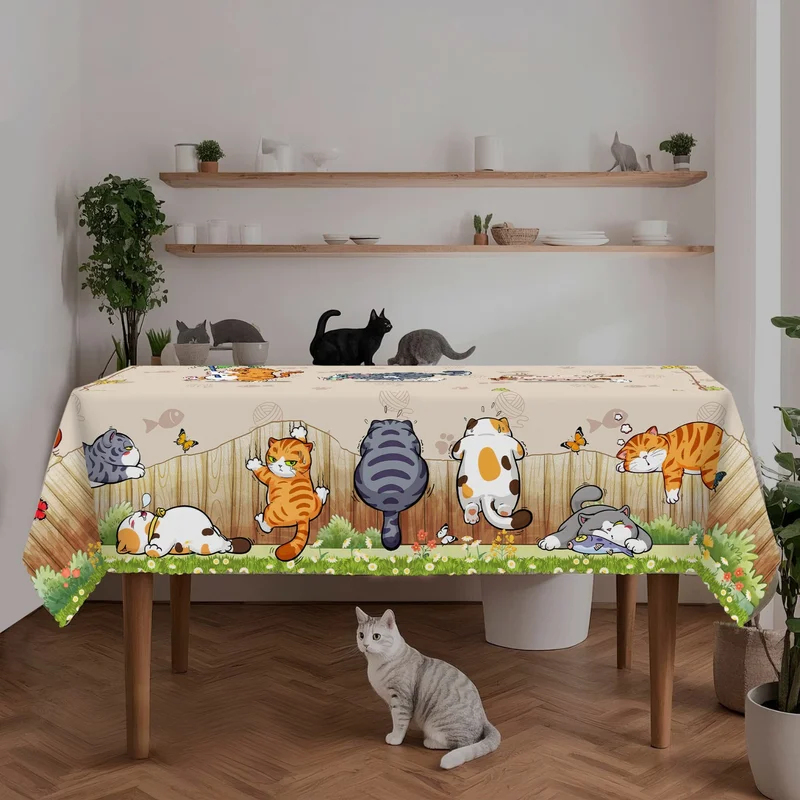 VIKAMA 베이지 만화 고양이 식탁보 장난기 가득한  - Kids Outdoor Dining Table 리뷰 및 가격