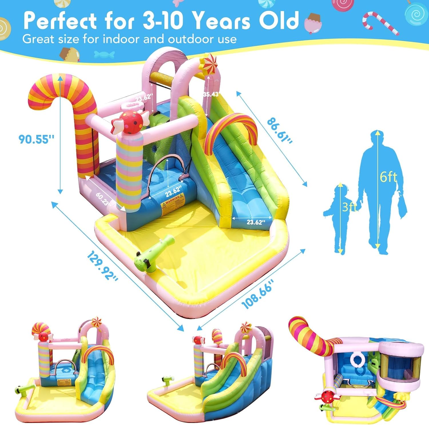 어린이용 에어바운스 워터슬라이드, 6-in-1 워터파크 - Kids Outdoor Fun 리뷰 및 가격