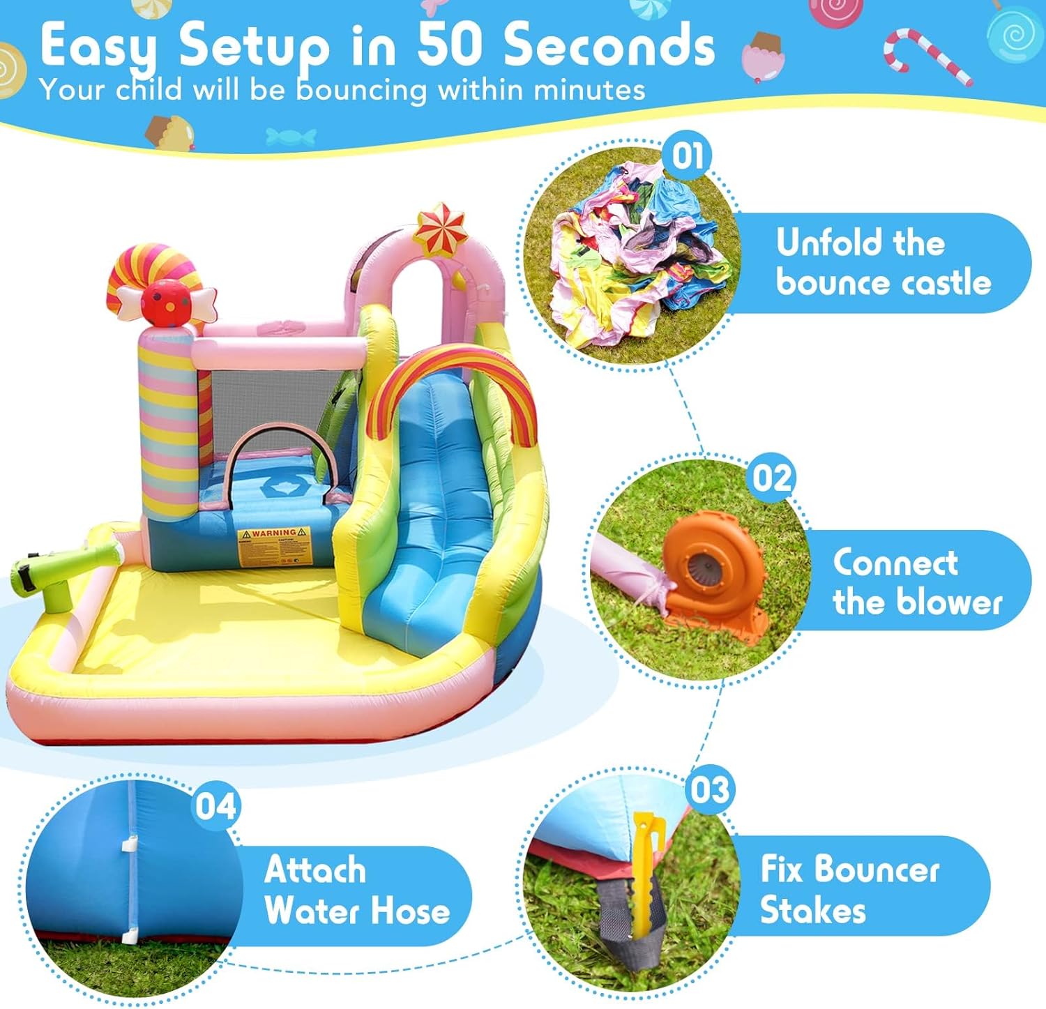 어린이용 에어바운스 워터슬라이드, 6-in-1 워터파크 - Kids Outdoor Fun 리뷰 및 가격