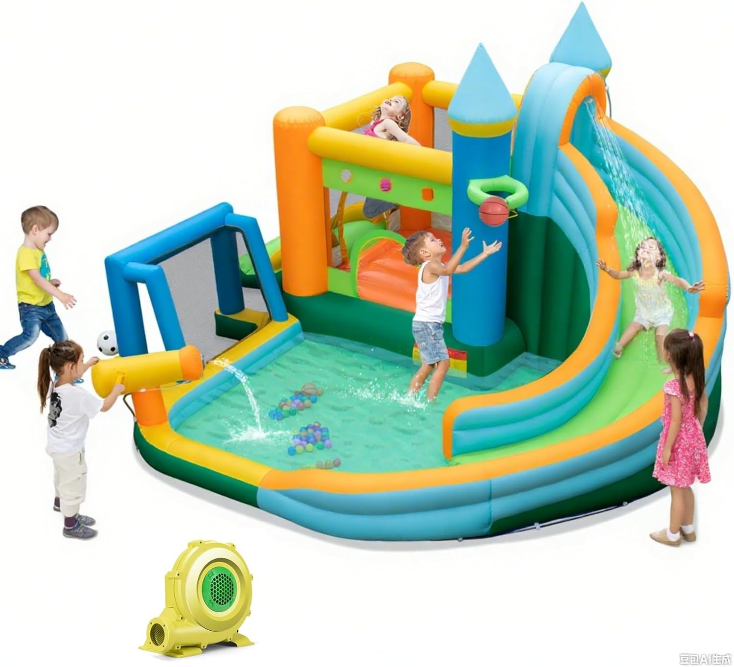 9-in-1 대형 어린이용 에어바운스 워터슬라이드 -  - Kids Outdoor Jumping Castle 리뷰 및 가격