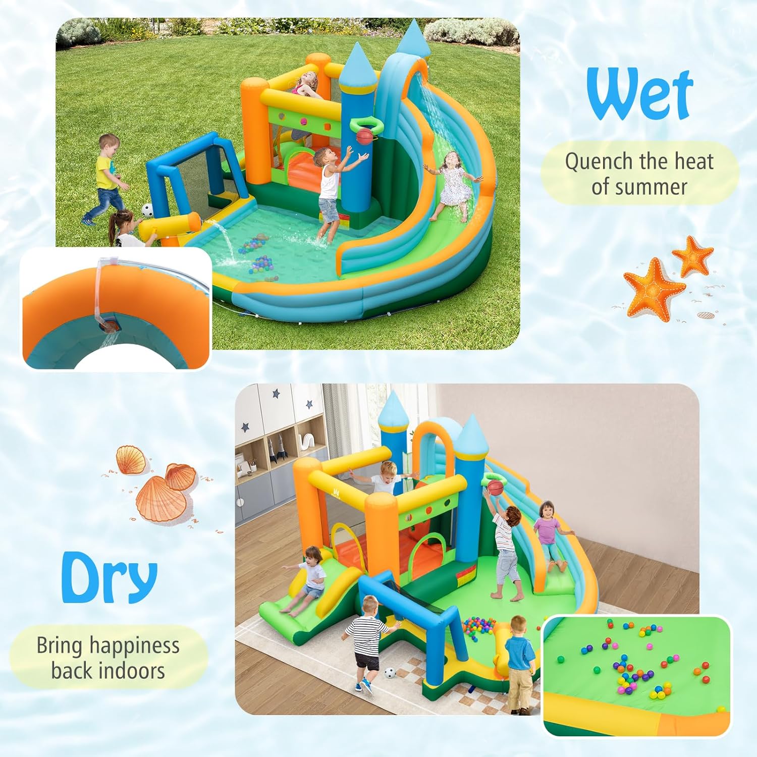 9-in-1 대형 어린이용 에어바운스 워터슬라이드 -  - Kids Outdoor Jumping Castle 리뷰 및 가격