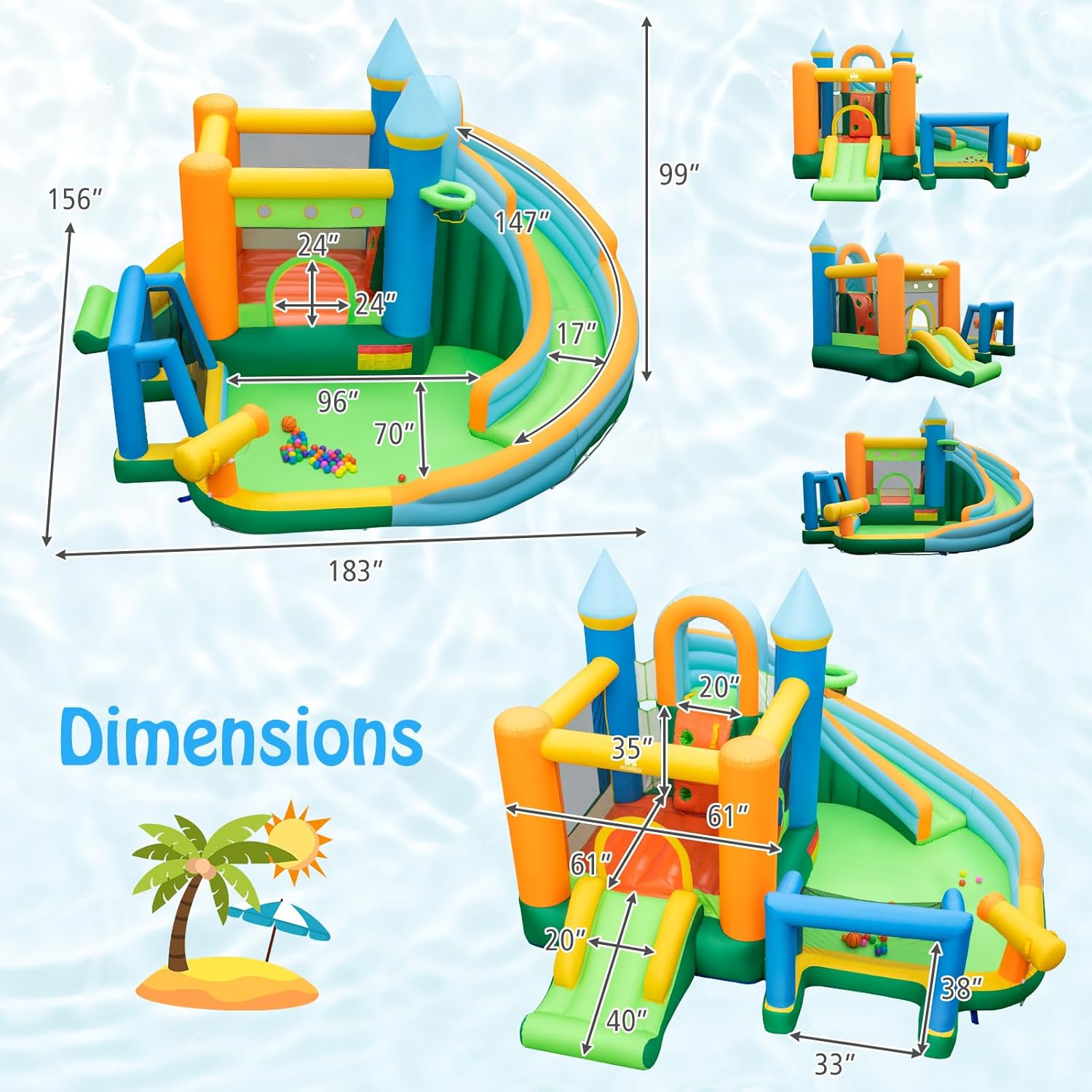 9-in-1 대형 어린이용 에어바운스 워터슬라이드 -  - Kids Outdoor Jumping Castle 리뷰 및 가격