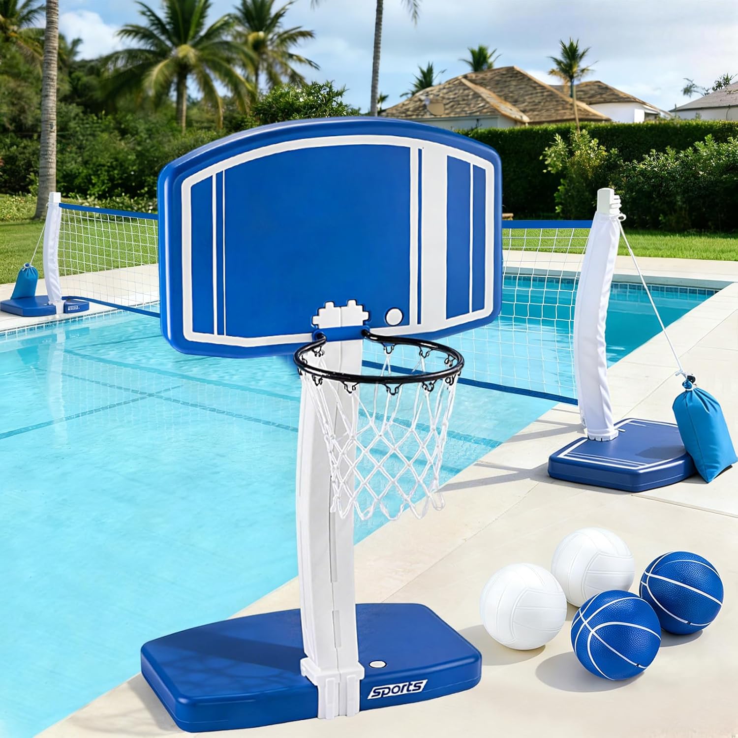 지상 수영장 농구대 및 배구 네트 2-in-1, 3~1 - Kids Outdoor Fun 리뷰 및 가격