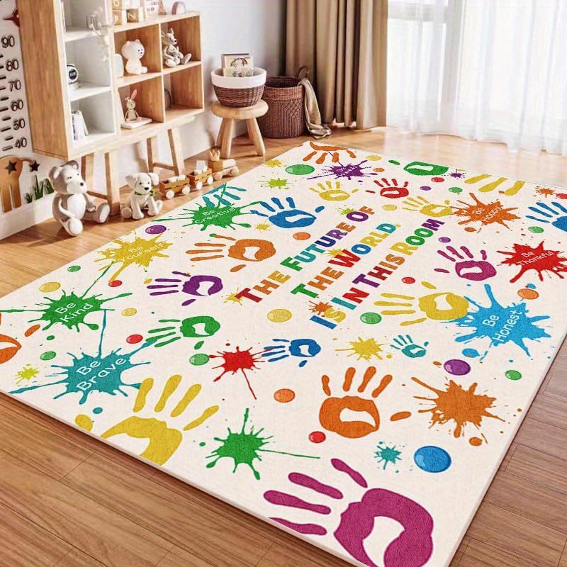 다채로운 손자국 영감을 주는 명언 어린이 놀이매트 부드 - Kids Outdoor Quotes 리뷰 및 가격