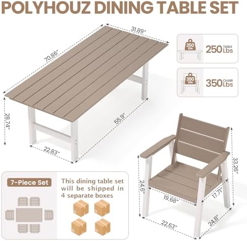 야외 식사 세트, 6인용 7피스 파티오 테이블 및 의자 - Kids Outdoor Dining Table 리뷰 및 가격