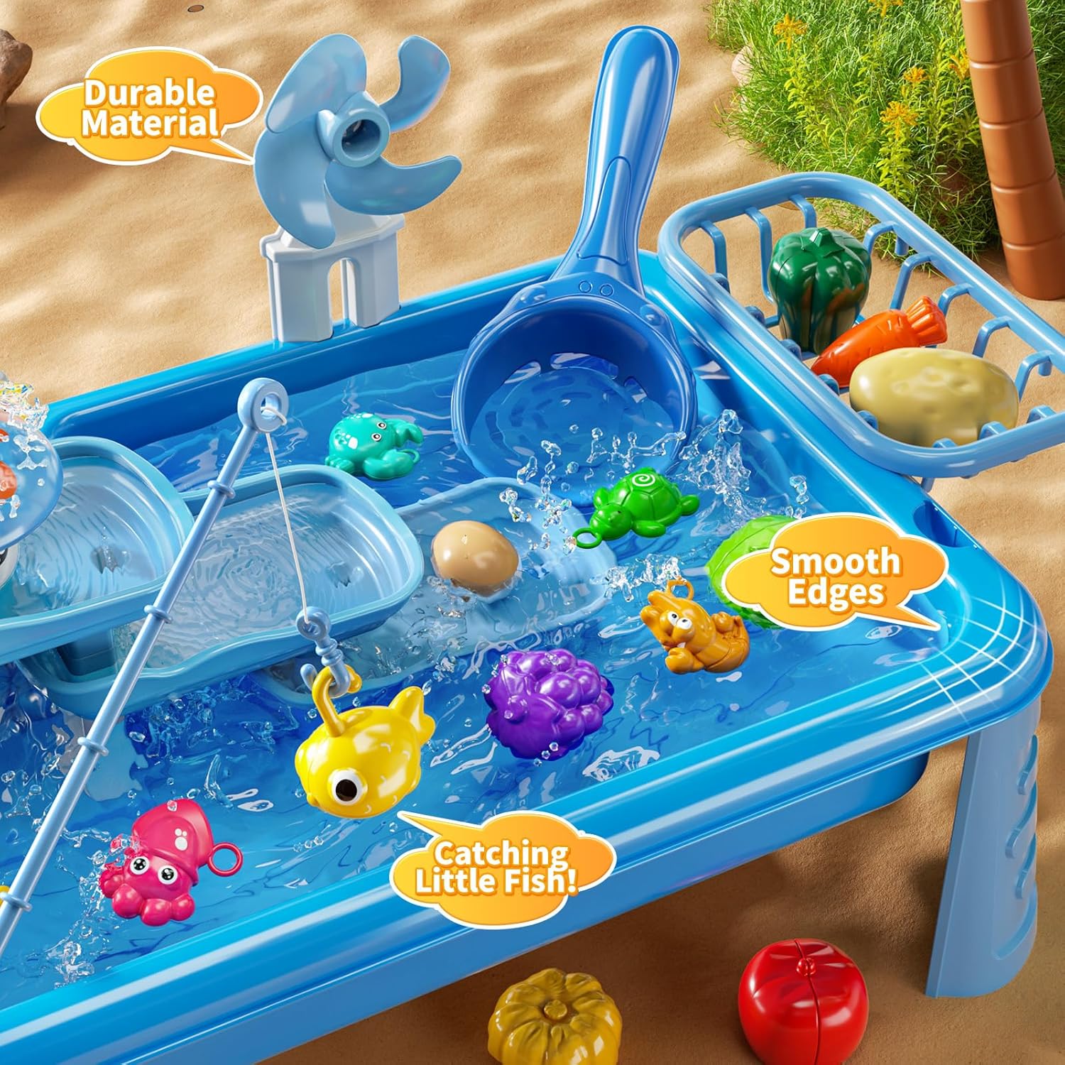 어린이용 물놀이 싱크대 장난감, 흐르는 물과 낚시 게임 - Kids Outdoor Kitchen 리뷰 및 가격