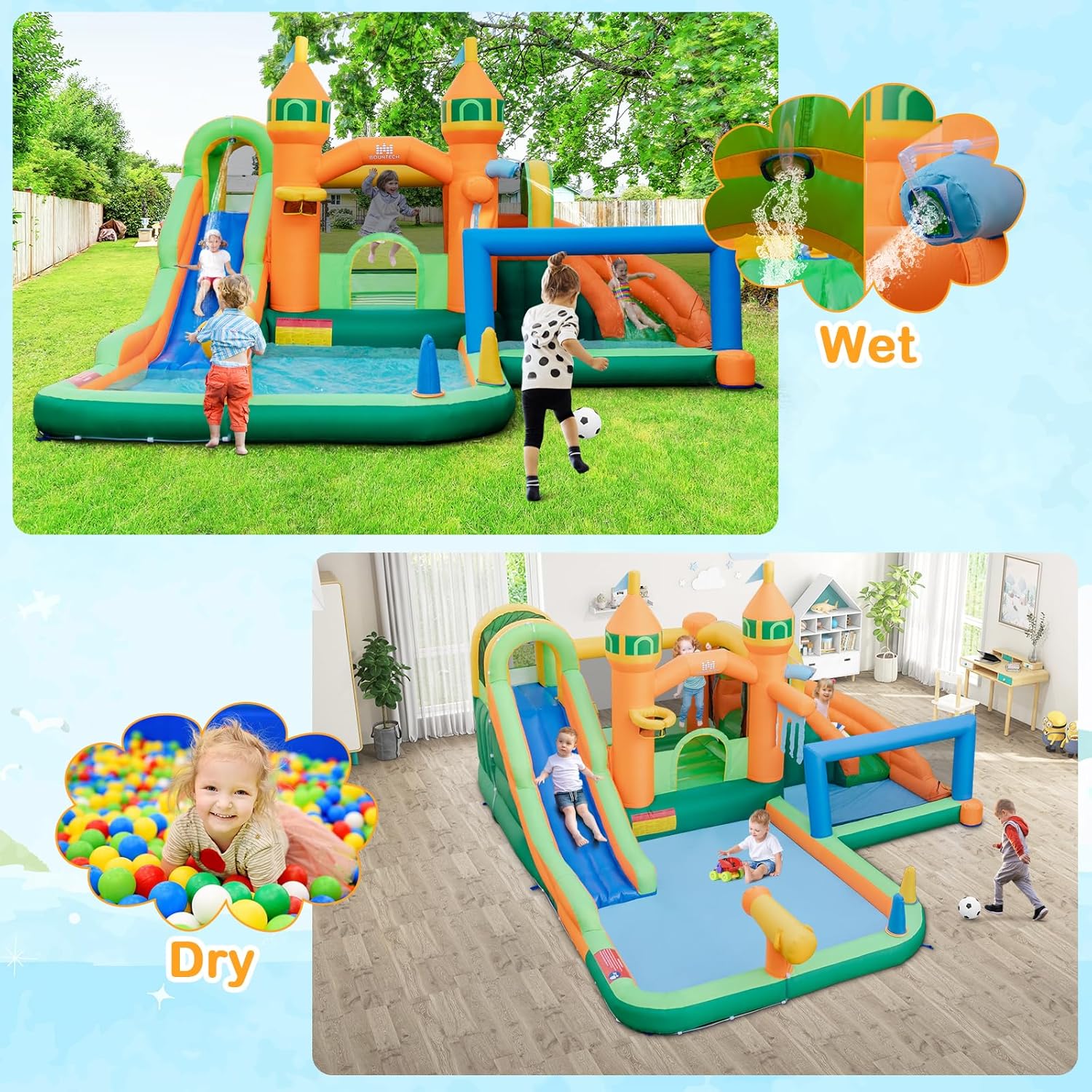 9-in-1 풍선형 워터파크 바운스 하우스 (듀얼 슬라 - Kids Outdoor Jumping Castle 리뷰 및 가격
