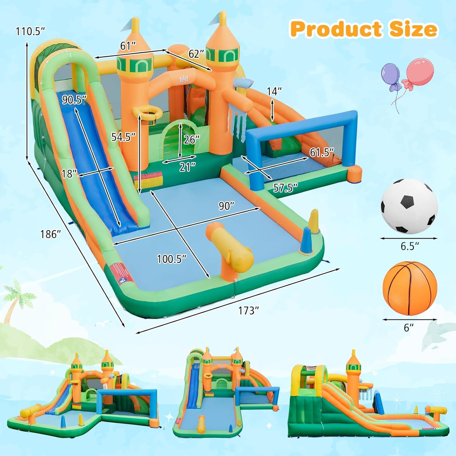9-in-1 풍선형 워터파크 바운스 하우스 (듀얼 슬라 - Kids Outdoor Jumping Castle 리뷰 및 가격